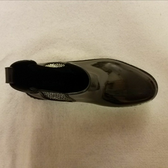 New Michael Kors Black Rubber Rainboots Size 8 - Picture 3 of 8